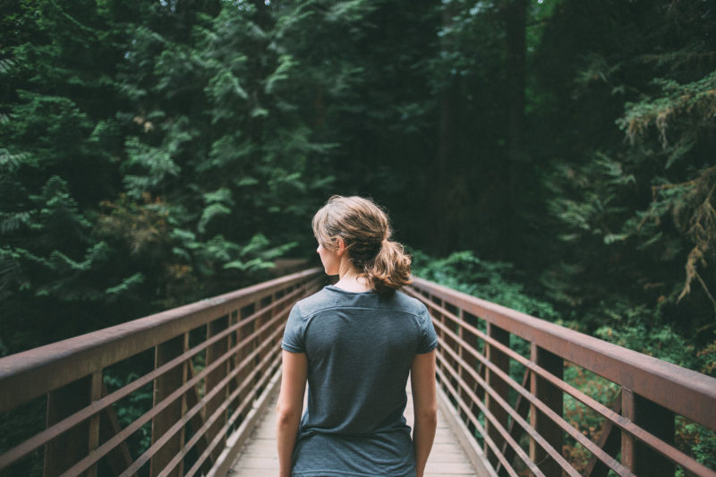Woman on bridge